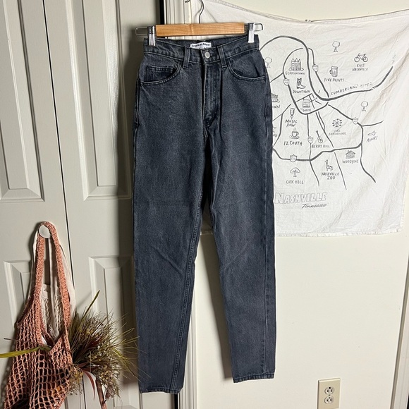 American Apparel Straight Black Mom Jeans 24 - Picture 1 of 5
